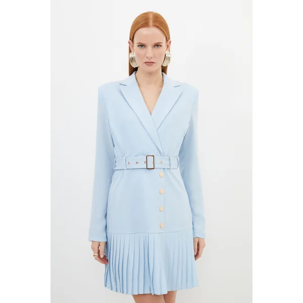 Robe mini plissée mixte en jersey et georgette