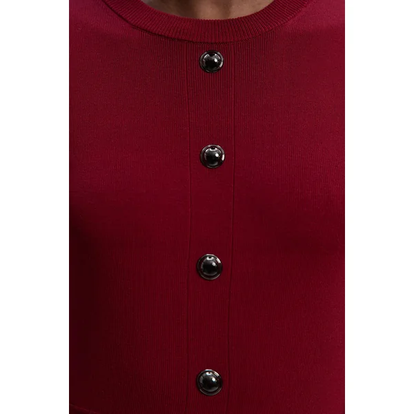 Robe Mini Tricot Plissée à Détails Pattes en Mélange Viscose