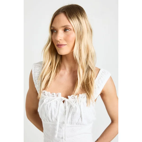 Robe Mini À Buste Froncé En Broderie Anglaise Petite