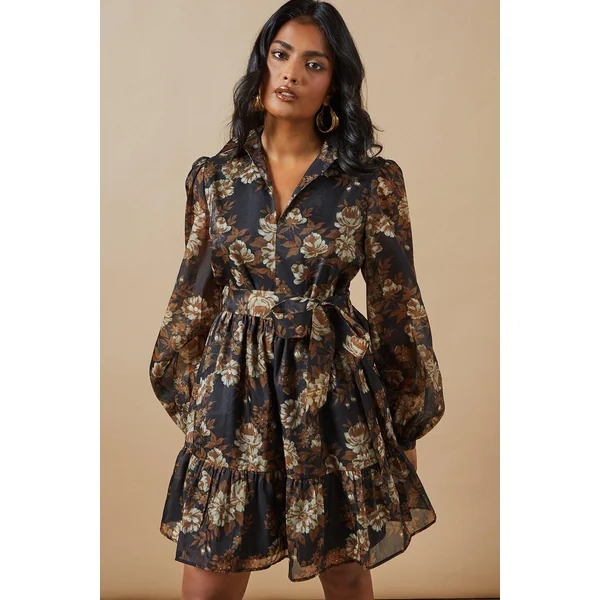 Robe Mini à Col en Organza