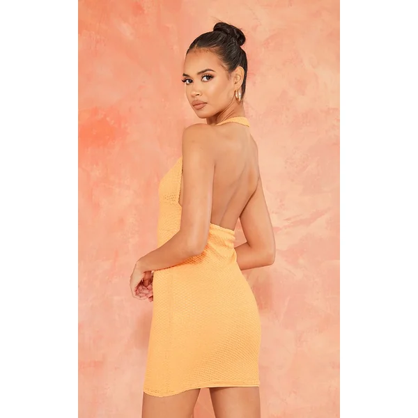 Robe Moulante Texturée À Encolure Plongeante Et Dos Nu