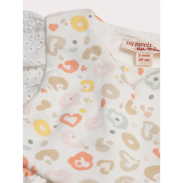 Robe naissance écrue imprimé léopard - Soins Bébé Naturels & Produits Maman Après Naissance