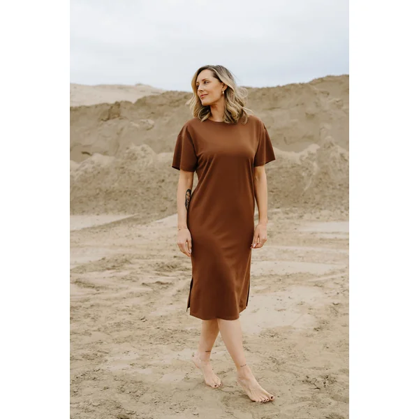 Robe NATHALIA (mi-longue) - brun cacao