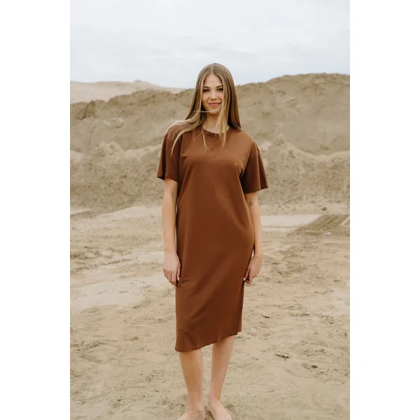 Robe NATHALIA (mi-longue) - brun cacao