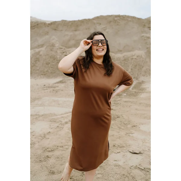 Robe NATHALIA (mi-longue) - brun cacao