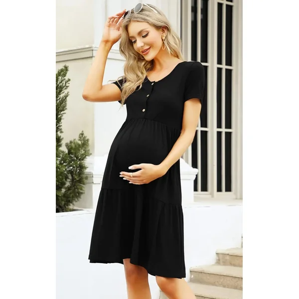 Robe Noire Grossesse Manches Courtes