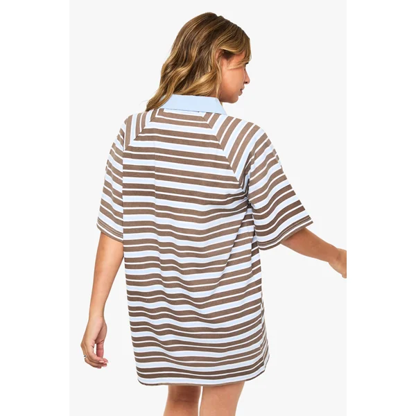 Robe polo rugby à rayures avec col contrasté