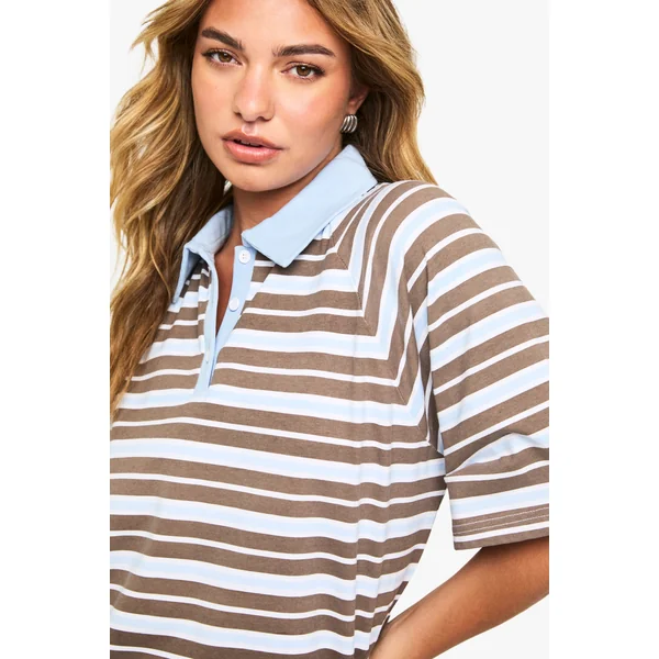 Robe polo rugby à rayures avec col contrasté