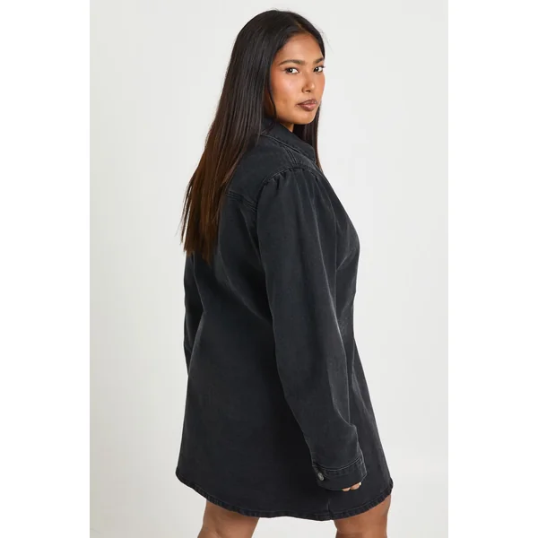 Robe Portefeuille en Denim Grande Taille