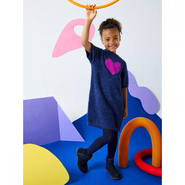 Robe pull bleu en maille plume irisée pour fille - Soins Bébé Naturels & Produits Maman Après Naissance