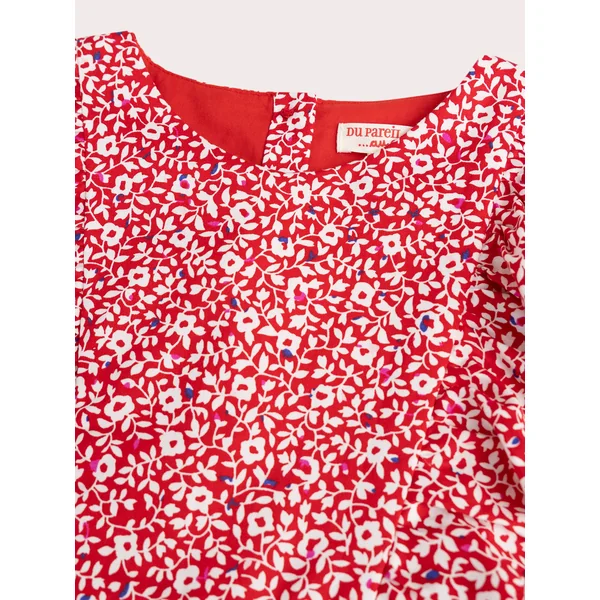 Robe rouge imprimé fleurs blanches - Soins Bébé Naturels & Produits Maman Après Naissance