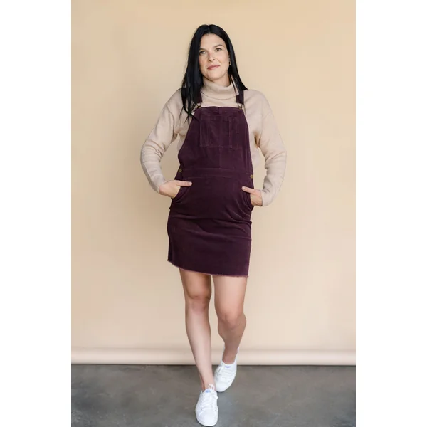 Robe salopette en corduroy - acajou