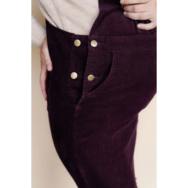 Robe salopette en corduroy - acajou