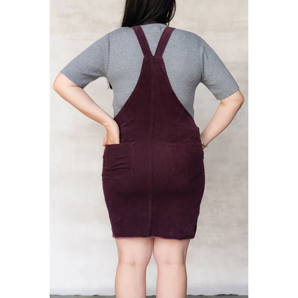 Robe salopette en corduroy - acajou