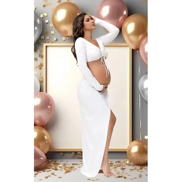 Robe Shooting Grossesse Blanche 2 pièces