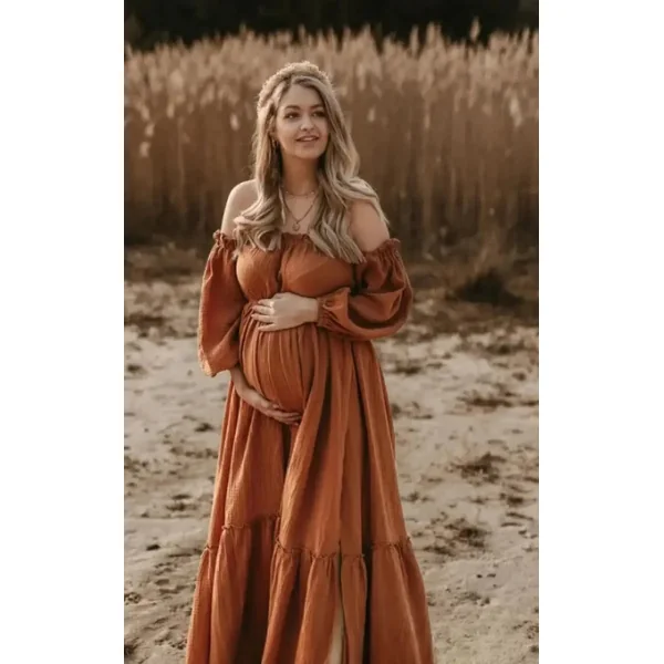 Robe Shooting Grossesse Bohème Rouge