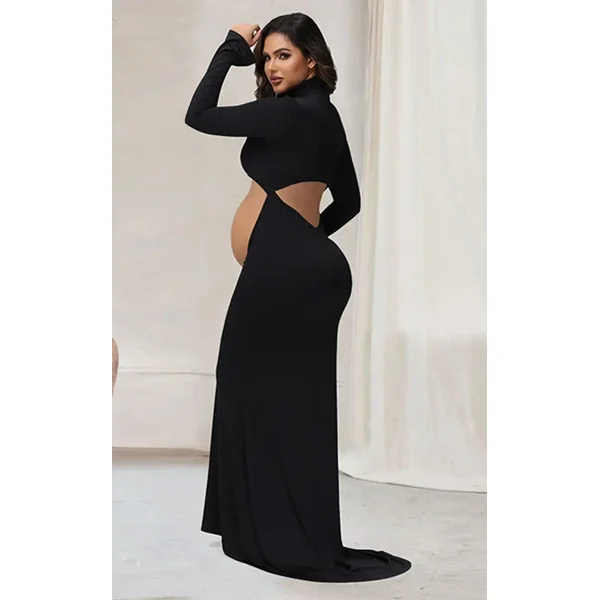 Robe Shooting Grossesse Noir Col Roulé