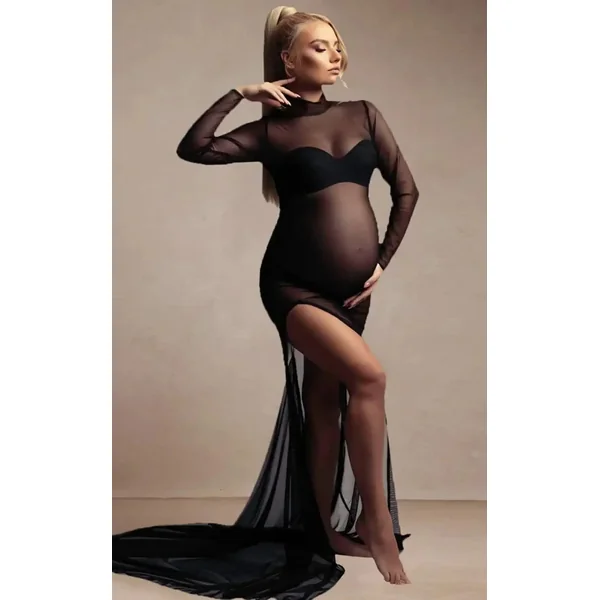 Robe Shooting Grossesse Noir Transparente