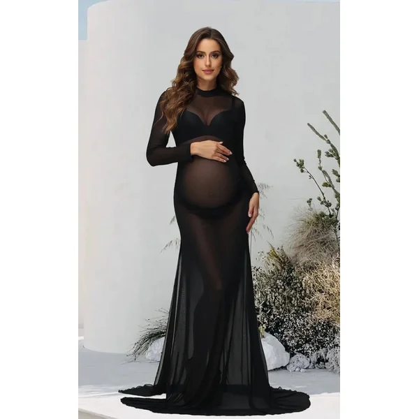 Robe Shooting Grossesse Noir Transparente