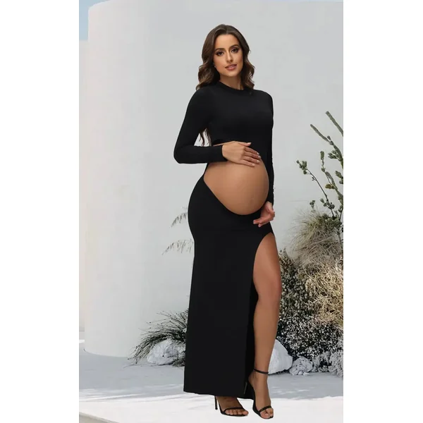 Robe Shooting Grossesse Noire Manches Longues