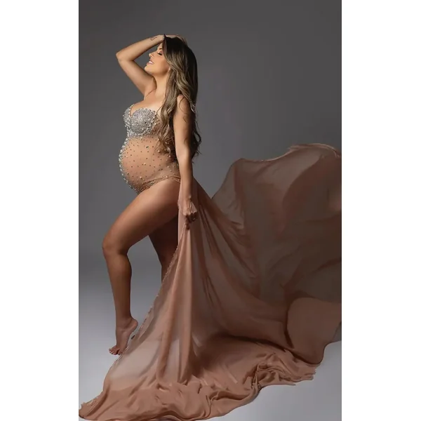 Robe Shooting Grossesse Perlée Col V