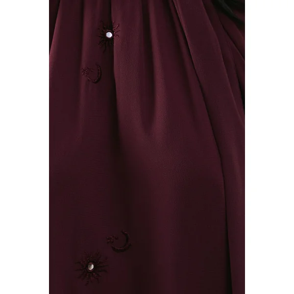 Robe Smock Mini Premium en Mousseline à Col Noué avec Ornements de Lunes Pailletées