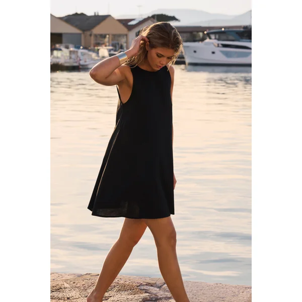 Robe trapèze courte en coton