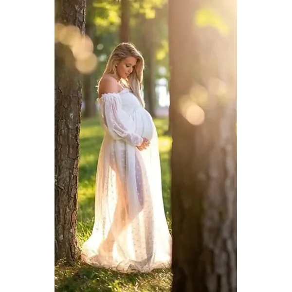 Robe Tulle Shooting Grossesse Pois Blanc