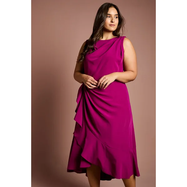 Robe à Volants en Crêpe Grande Taille