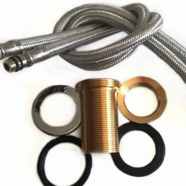 Robinet Raffiné extensible avec 2 tuyaux de raccordement Corps en laito Poignée en alliage de zinc valve en céramique