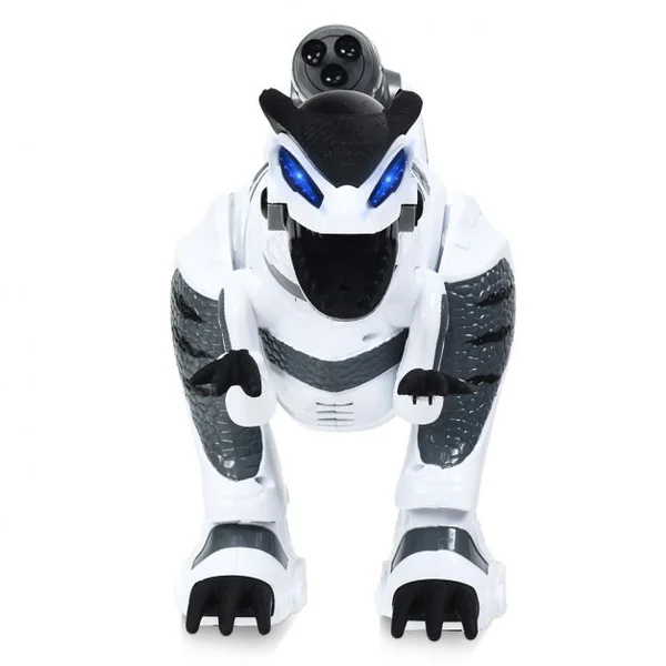 Robot Dinosaure Electrique avec 5 Missiles Sons Lumières Robot Télécommandé Batterie Lithium 3,7v 64x16x27cm Blanc