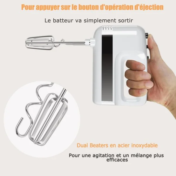 Robot Pâtissier Robot Cuisine Multifonction avec Pétrin Haut Puissance 5 Vitesses Bol 4l Accessoires 28x22x34cm Blanc