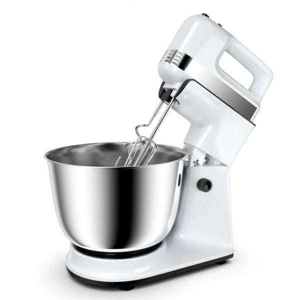 Robot Pâtissier Robot Cuisine Multifonction avec Pétrin Haut Puissance 5 Vitesses Bol 4l Accessoires 28x22x34cm Blanc