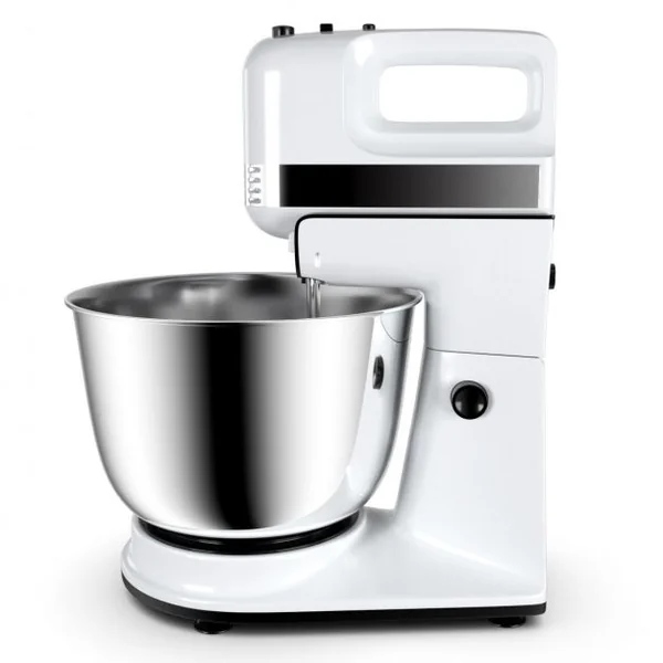 Robot Pâtissier Robot Cuisine Multifonction avec Pétrin Haut Puissance 5 Vitesses Bol 4l Accessoires 28x22x34cm Blanc