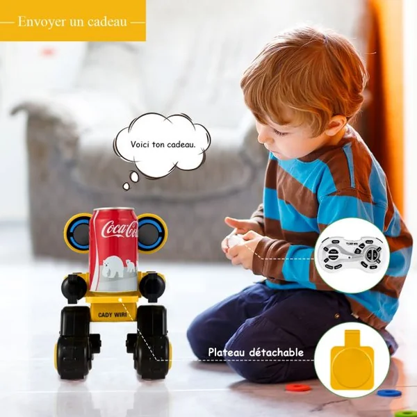 Robot Smart Jouet Télécommandé Interface Usb Distance 10m Plateau Amovible Programmation en Abs 16x17x24cm Jaune