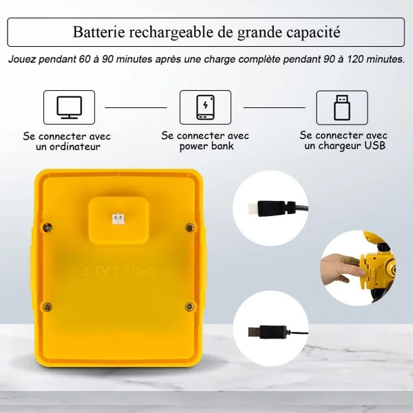 Robot Smart Jouet Télécommandé Interface Usb Distance 10m Plateau Amovible Programmation en Abs 16x17x24cm Jaune