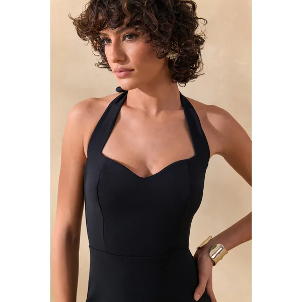 Robyn | Robe Longue Noire À Décolleté Cœur