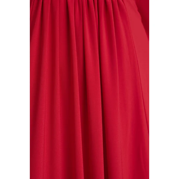 Romilly | Robe longue rouge à décolleté plongeant avec détails froncés