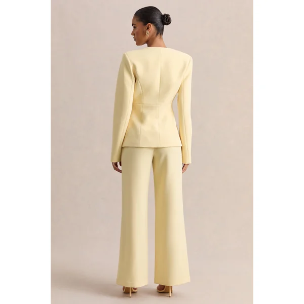Rosalina | Blazer tailleur citron à décolleté plongeant extrême