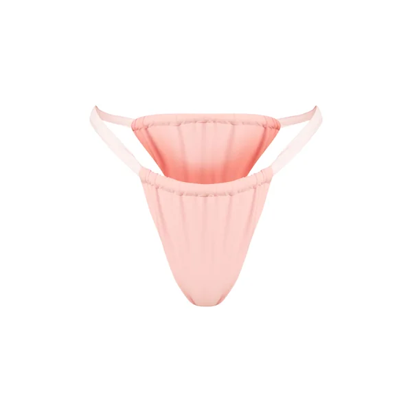 Rose Bas De Bikini Tanga Rose À Larges Bretelles Contrastées