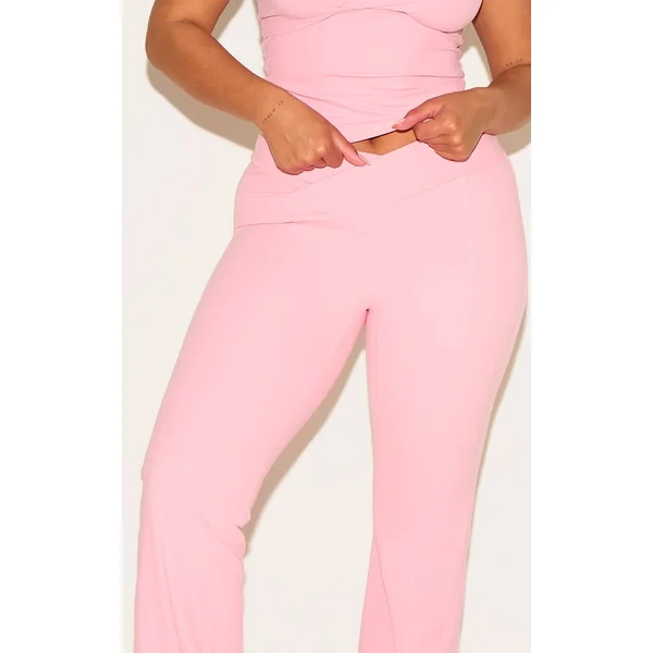Rose Bonbon Pantalon Évasé À Taille En V Et Fente Frontale Shape Sculpt Active
