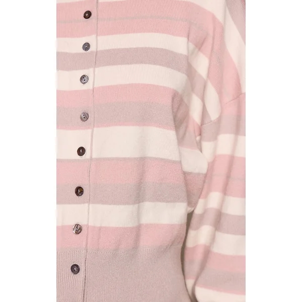 Rose Cardigan Tricoté Compact À Rayures