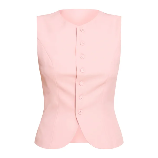 Rose Clair Gilet Ajusté En Tissu Tissé