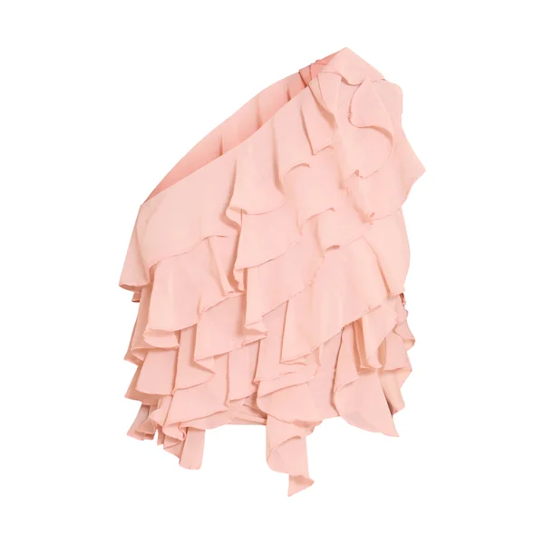Rose Clair Haut Asymétrique En Mousseline À Volants