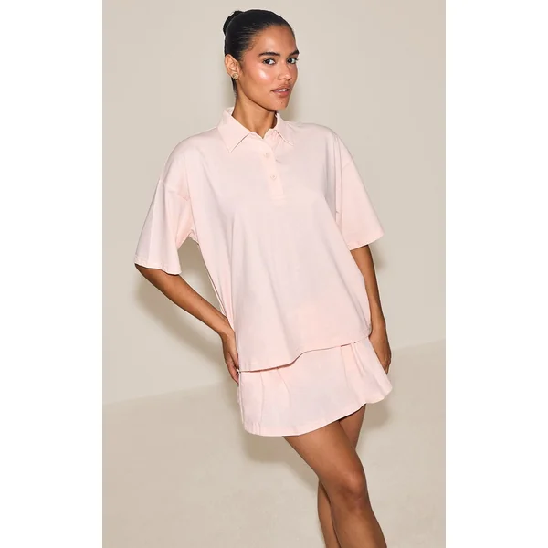 Rose Clair Jupe-short De Tennis Mini Plissée À Rayures Coordonnée