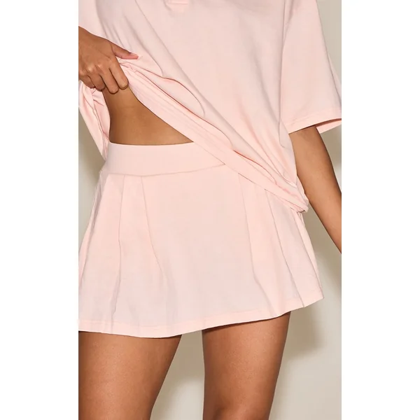 Rose Clair Jupe-short De Tennis Mini Plissée À Rayures Coordonnée