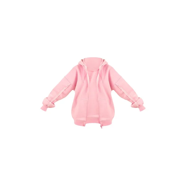Rose Clair Sweat À Casynthétiqueche Oversize Zippé Avec Détails De Coutures