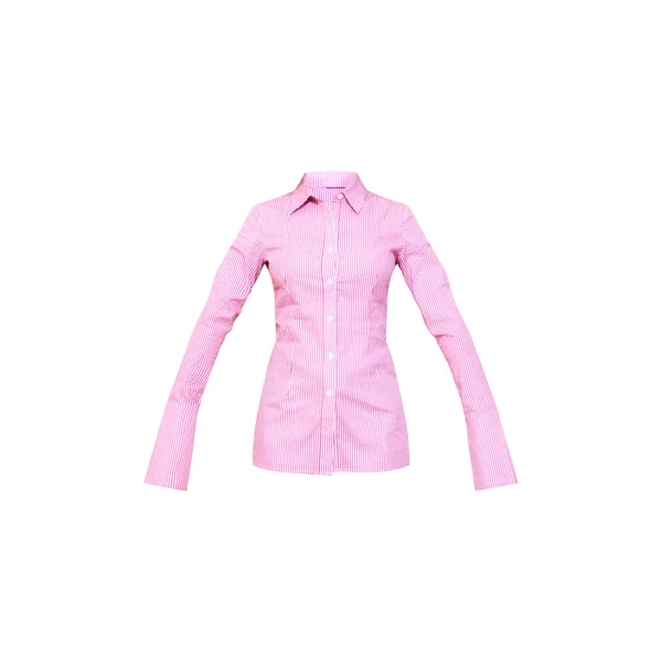Rose Foncé Chemise Cintrée Tissée À Fines Rayures