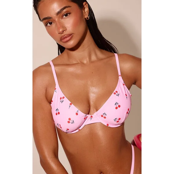 Rose Haut De Bikini À Armatures Motif Cerises