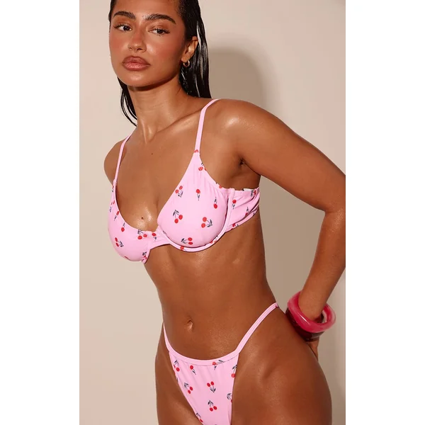 Rose Haut De Bikini À Armatures Motif Cerises